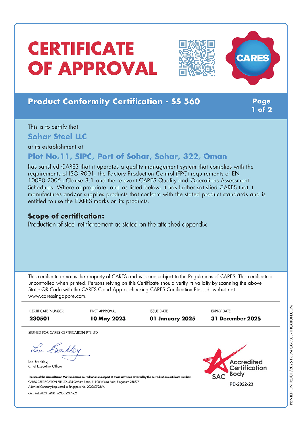 Product_Conformity_Certification_-_SS_560_(Singapore) Sohar Steel-5-3-2025-Thumb